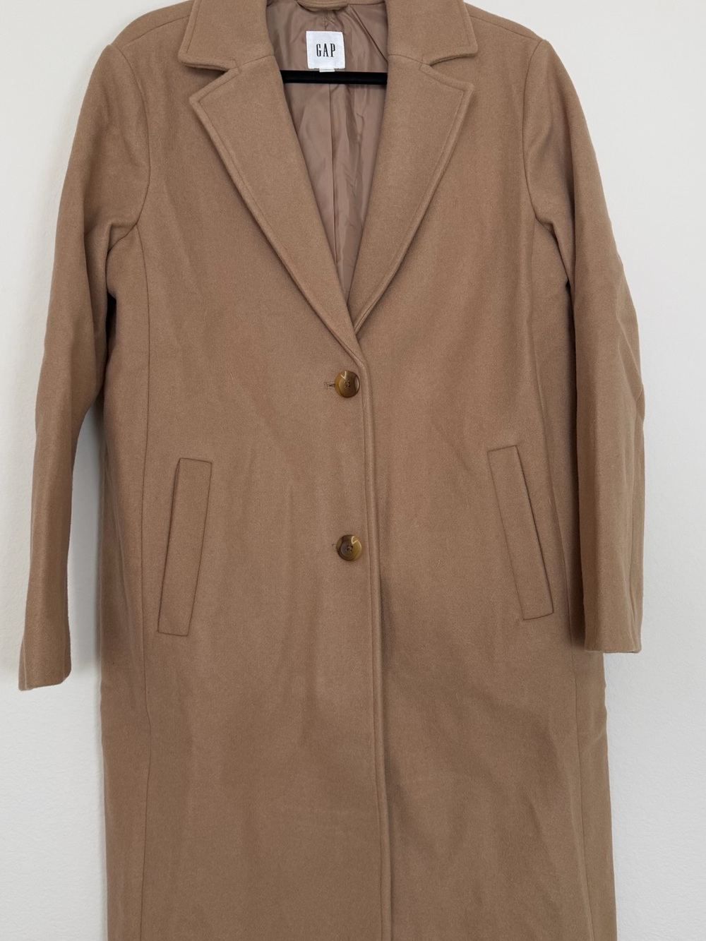 GAP Camel Single-Breasted Long Trench Coat
